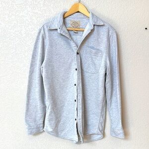 St Johns Bay Men’s Casual Button Down Terry Cloth Gray size Medium